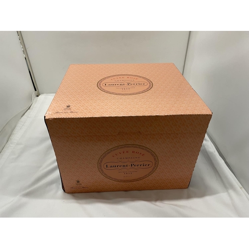 334 - A SEALED CASE OF SIX BOTTLES OF LAURENT PERRIER MAISON FONDEE 1812  BRUT CUVEE ROSE CHAMPAGNE