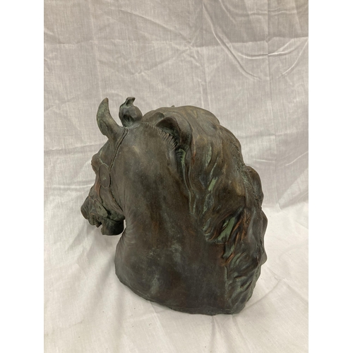 18 - A BRONZE HORSE HEAD BUST HEIGHT 31CM