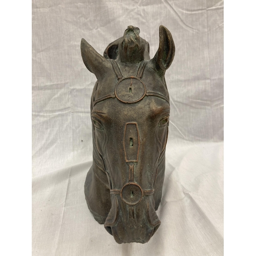 18 - A BRONZE HORSE HEAD BUST HEIGHT 31CM