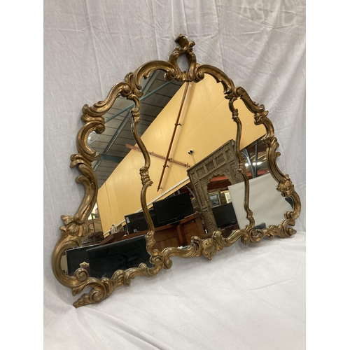 19 - A LARGE DECORATIVE MIRROR 110CM WIDE X 90CM HIGH