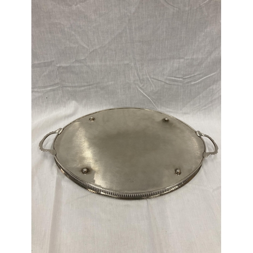 25 - A LARGE SILVER PLATED TWIN HANDLED TRAY