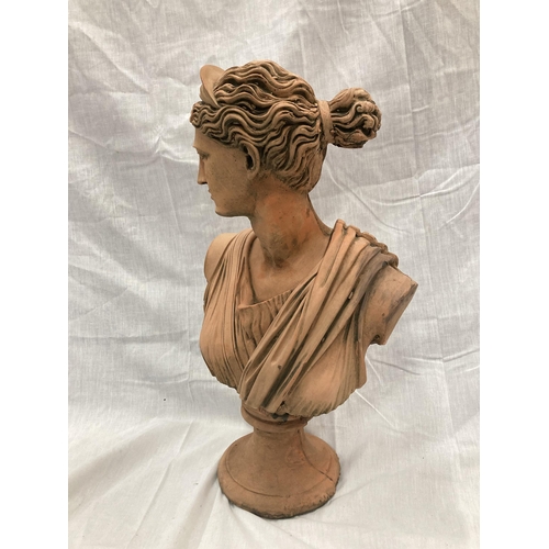 37 - A TERRACOTTA BUST OF DIANA HEIGHT 53CM