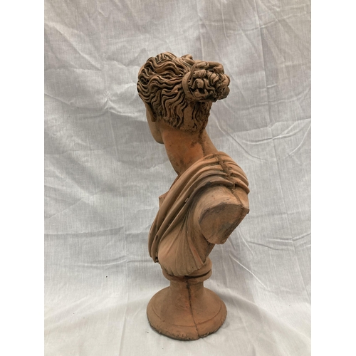 37 - A TERRACOTTA BUST OF DIANA HEIGHT 53CM