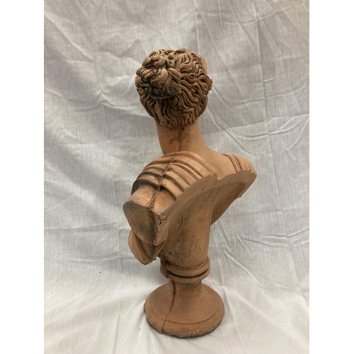 37 - A TERRACOTTA BUST OF DIANA HEIGHT 53CM