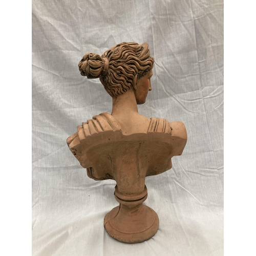 37 - A TERRACOTTA BUST OF DIANA HEIGHT 53CM