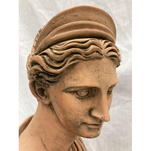 37 - A TERRACOTTA BUST OF DIANA HEIGHT 53CM