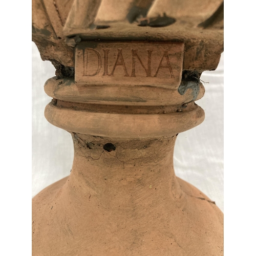 37 - A TERRACOTTA BUST OF DIANA HEIGHT 53CM