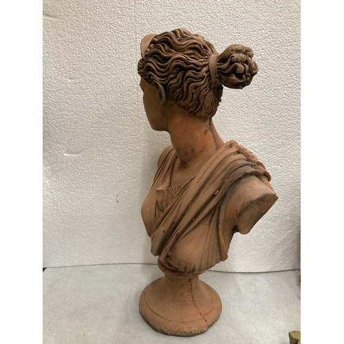 37 - A TERRACOTTA BUST OF DIANA HEIGHT 53CM