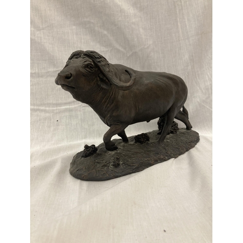 38 - A ROBERT GLEN 'CHARGE ON THE SERENGETI' EAST AFRICAN WILD LIFE SOCIETY BUFFALO FIGURINE