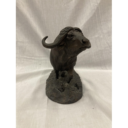 38 - A ROBERT GLEN 'CHARGE ON THE SERENGETI' EAST AFRICAN WILD LIFE SOCIETY BUFFALO FIGURINE