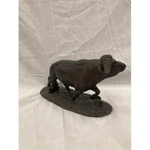 38 - A ROBERT GLEN 'CHARGE ON THE SERENGETI' EAST AFRICAN WILD LIFE SOCIETY BUFFALO FIGURINE