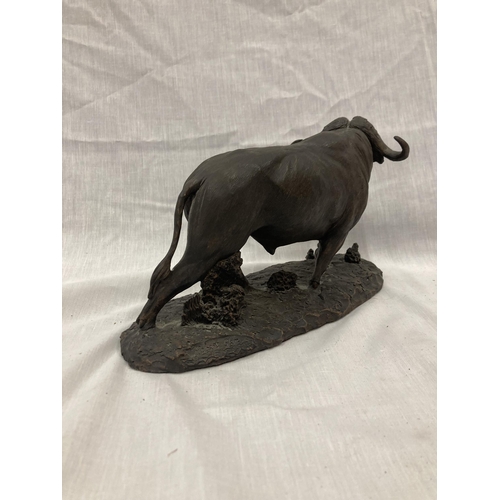 38 - A ROBERT GLEN 'CHARGE ON THE SERENGETI' EAST AFRICAN WILD LIFE SOCIETY BUFFALO FIGURINE