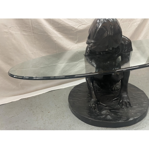 1 - A LIMITED EDITION SIGNED BRONZE SCULPTURE COFFEE TABLE 'SHE'LL FIND' BY MARK STODDART. THIS ORIGINAL... 