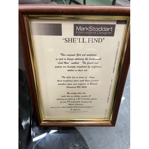 1 - A LIMITED EDITION SIGNED BRONZE SCULPTURE COFFEE TABLE 'SHE'LL FIND' BY MARK STODDART. THIS ORIGINAL... 