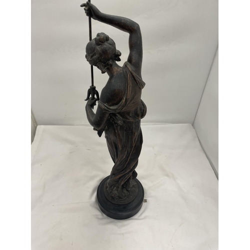 111 - A VINTAGE SPELTER FIGURE OF A CLASSICAL LADY HEIGHT 46CM