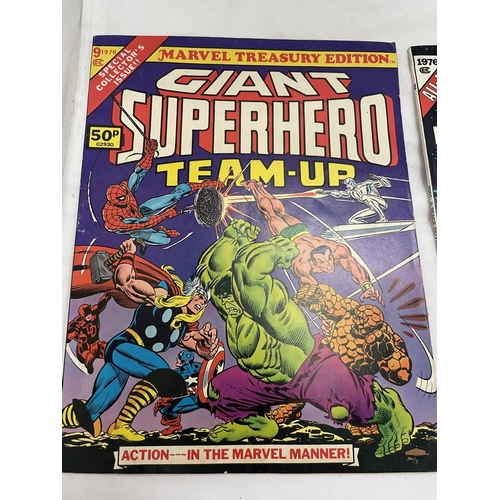 126 - TWO VINTAGE MARVEL TREASURY EDITION COMICS FROM 1976 'GIANT SUPERHERO TEAM UP' AND '2001: A SPACE OD... 