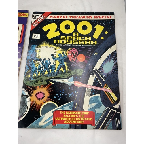 126 - TWO VINTAGE MARVEL TREASURY EDITION COMICS FROM 1976 'GIANT SUPERHERO TEAM UP' AND '2001: A SPACE OD... 