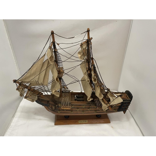 137 - TWO VINTAGE WOODEN MODELS GALLEONS