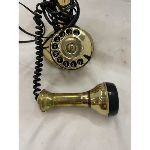 149 - A VINTAGE STYLE BRASS CANDLESTICK TELEPHONE