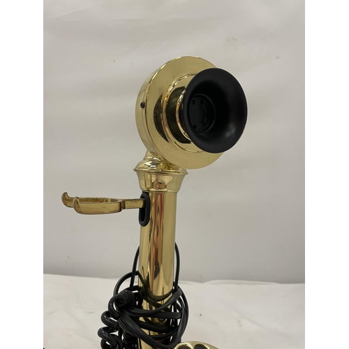 149 - A VINTAGE STYLE BRASS CANDLESTICK TELEPHONE