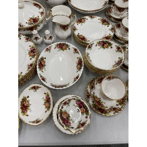 157 - A LARGE QUANTITY OF ROYAL ALBERT 'OLD COUNTRY ROSES' TO INCLUDE DINNER PLATES, TEAPOT, CREAM JUG, SU... 