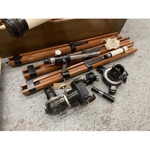 174 - A PERFEX 3 INCH BOXED REFRACTING TELESCOPE AND STAND WITH NUMEROUS LENSES AND A SIGHTING TELESCOPE, ... 