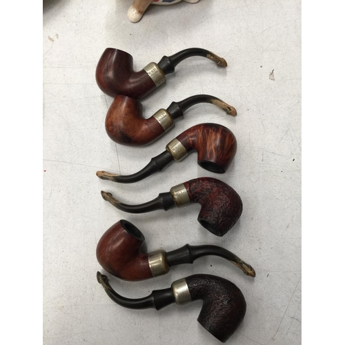 208 - SIX PETERSON BRIAR PIPES STAMPED K & P PETERSON