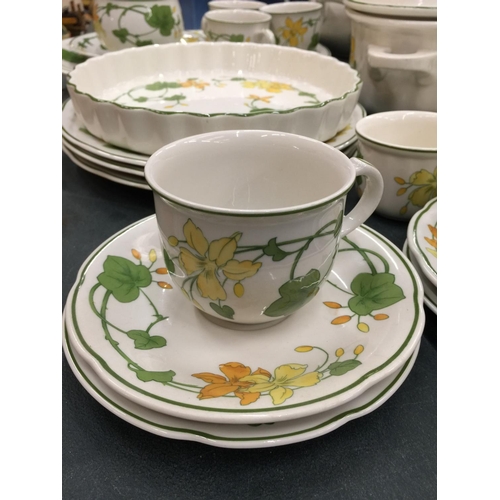 234 - A LARGE QUANTITY OF VILLEROY AND BOCH 'GERANIUM' DINNERWARE TO INCLUDE PLATES, CUPS, SAUCERS, SERVIN... 