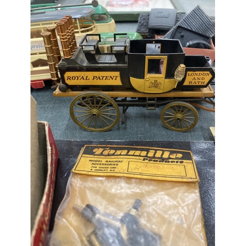 257 - A QUANTITY OF MODEL RAILWAY ITEMS TO INCLUDE AIRFIX DIESEL SHUNTER, PLATFORMS, A TRI-ANG CARRIAGE, T... 