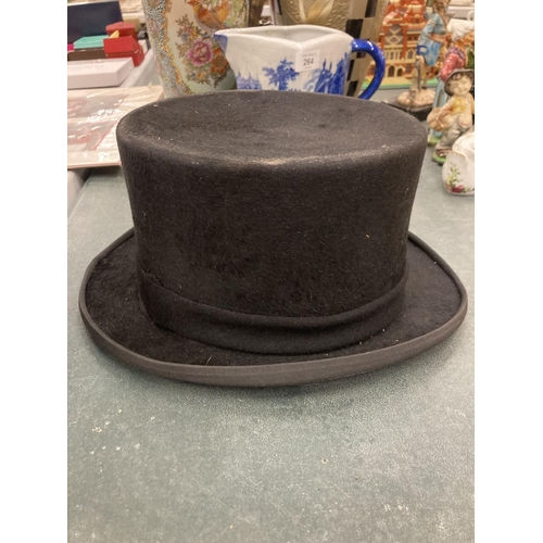 263 - TWO VINTAGE TOP HATS TO INCLUDE HOPE BROTHERS, LONDON