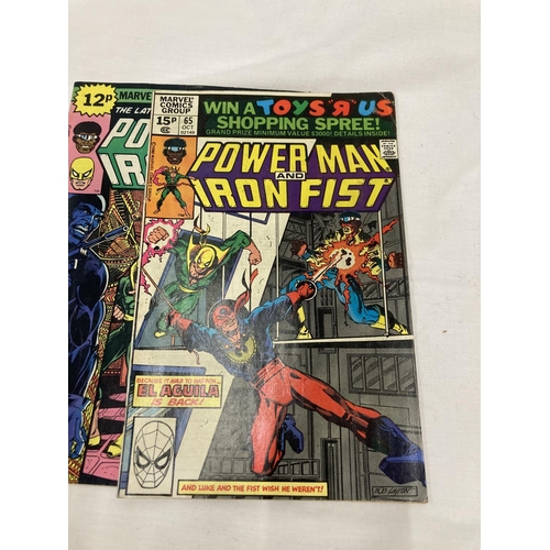 265 - FIVE VINTAGE MARVEL POWERMAN AND IRON FISH COMICS FROM THE 1970'S