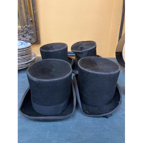 281 - FOUR VINTAGE TOP HATS