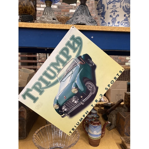 295 - A TRIUMPH T.R.3 SPORTS CAR METAL SIGN 40CM X 30CM