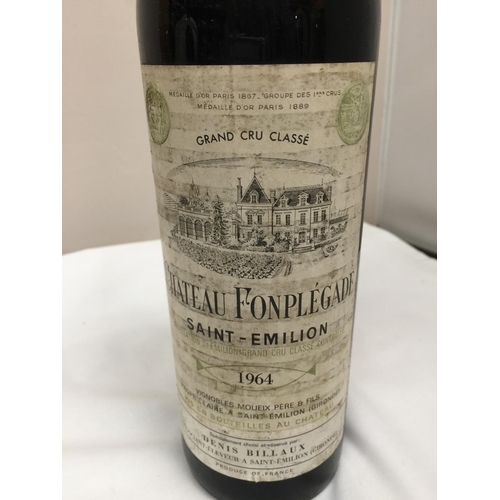 405 - A VINTAGE BOTTLE OF CHATEAU FONPLEGADE SAINT-EMILION 1964 GRAND CRU CLASSE PRODUCE OF FRANCE TOGETHE... 