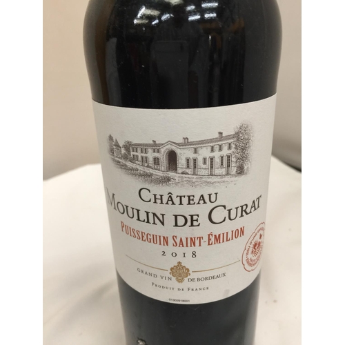 408 - A DUO OF FINE RED WINE TO INCLUDE A CHATEAU MOULIN DE CURAT PUISSEGUIN SAINT-EMILION 2018 - 750 ML 1... 