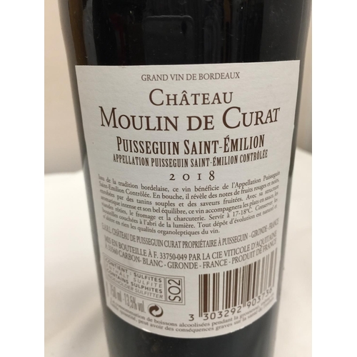 408 - A DUO OF FINE RED WINE TO INCLUDE A CHATEAU MOULIN DE CURAT PUISSEGUIN SAINT-EMILION 2018 - 750 ML 1... 