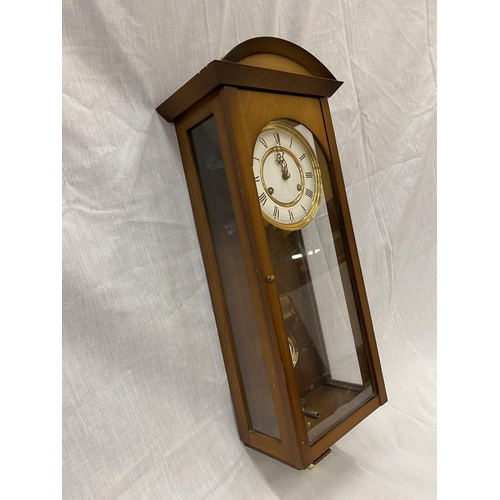 45A - A MAHOGANY CASED WALL CLOCK