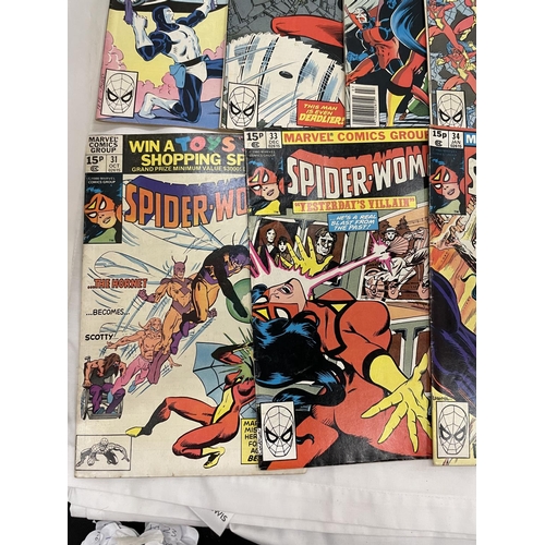 480 - NINE VINTAGE MARVEL SPIDER WOMAN COMICS FROM THE 1980'S