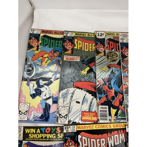 480 - NINE VINTAGE MARVEL SPIDER WOMAN COMICS FROM THE 1980'S