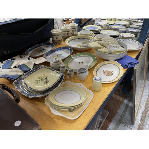 489 - A LARGE QUANTITY OF ROYAL DOULTON 'CARMINA' CHINA TO INCLUDE SERVING PLATES, STORAGE JARS, CRUET SET... 