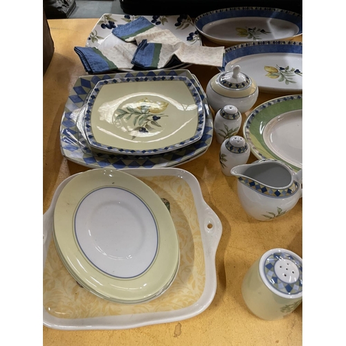 489 - A LARGE QUANTITY OF ROYAL DOULTON 'CARMINA' CHINA TO INCLUDE SERVING PLATES, STORAGE JARS, CRUET SET... 