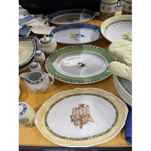 489 - A LARGE QUANTITY OF ROYAL DOULTON 'CARMINA' CHINA TO INCLUDE SERVING PLATES, STORAGE JARS, CRUET SET... 