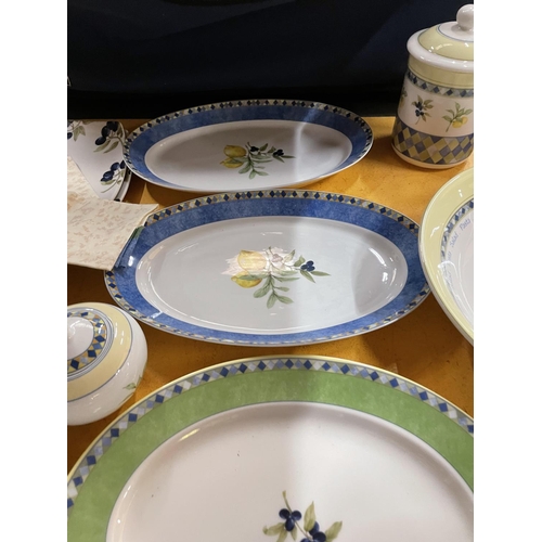 489 - A LARGE QUANTITY OF ROYAL DOULTON 'CARMINA' CHINA TO INCLUDE SERVING PLATES, STORAGE JARS, CRUET SET... 