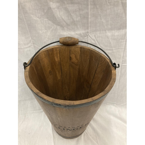 49A - A TALL WOODEN BOLLINGER CHAMPAGNE BUCKET HEIGHT 40CM