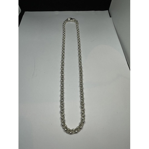 529 - A HEAVY MARKED SILVER BELCHER CHAIN NECKLACE LENGTH 20 INCHES