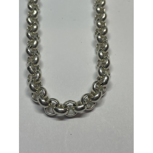 529 - A HEAVY MARKED SILVER BELCHER CHAIN NECKLACE LENGTH 20 INCHES