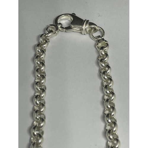 529 - A HEAVY MARKED SILVER BELCHER CHAIN NECKLACE LENGTH 20 INCHES