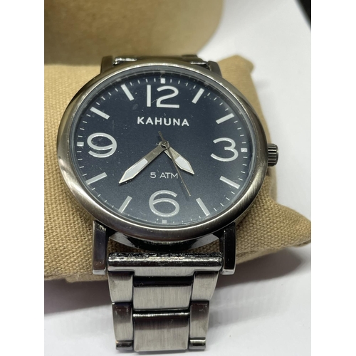 546 - A BOXED KAHUNA WRIST WATCH WITH BRACELET SEEN WORKING BUT NO WARRANTY