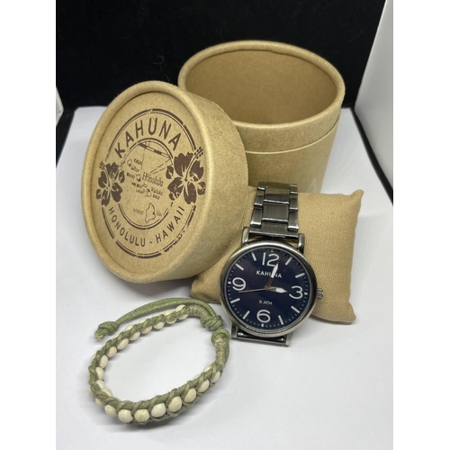 547 - A BOXED KAHUNA WRIST WATCH WITH BRACELET SEEN WORKING BUT NO WARRANTY