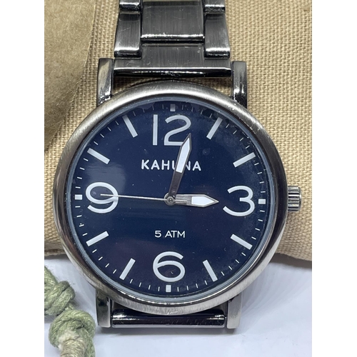 547 - A BOXED KAHUNA WRIST WATCH WITH BRACELET SEEN WORKING BUT NO WARRANTY